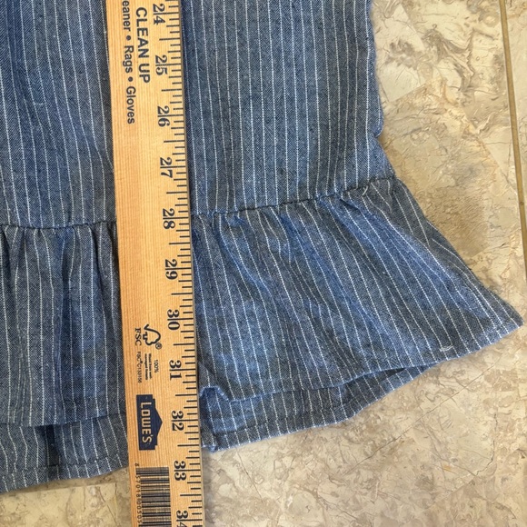 Entro Floral Embroidered Chambray Blue & White Pinstripe Tunic Dress Size Medium - Picture 10 of 11